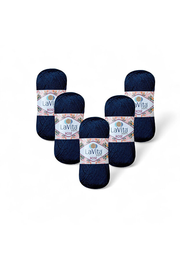 Rose Hand Knitting Yarn 100% Acrylic 500Gr 5 Pcs (5214 Dark Blue)