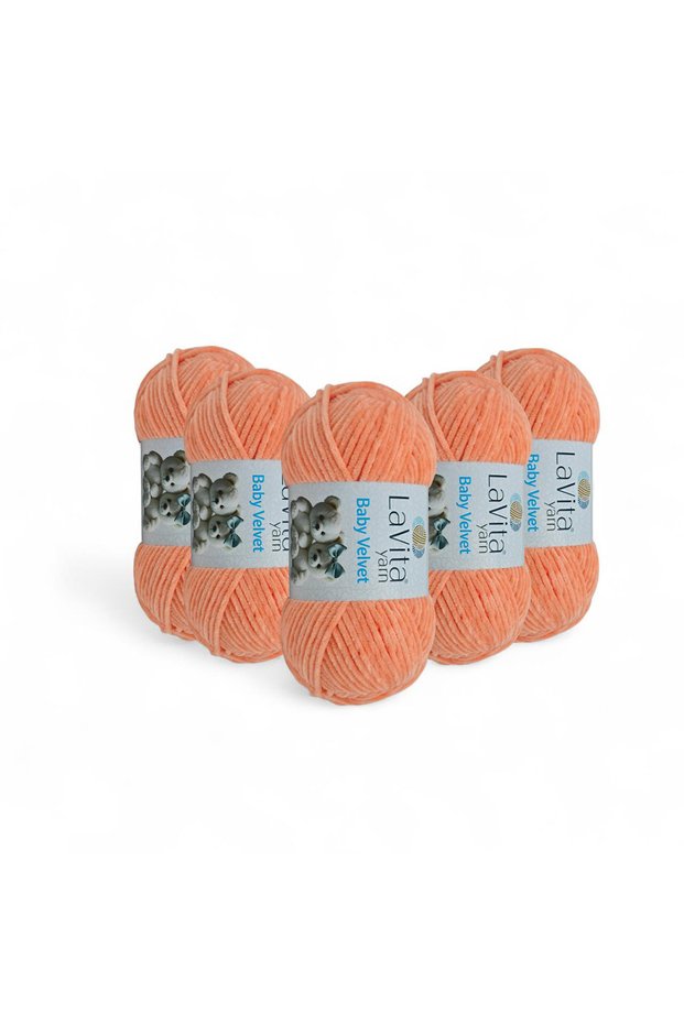 Baby Velvet Velvet Hand Knitting Yarn 100% Polyester 500Gr 5 Pcs (4157 Salmon)
