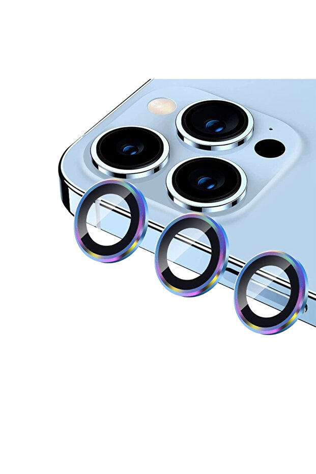 Camera Lens Protector Set compatible with Apple Iphone 14 Plus, 9H glass, Rainbow - 1