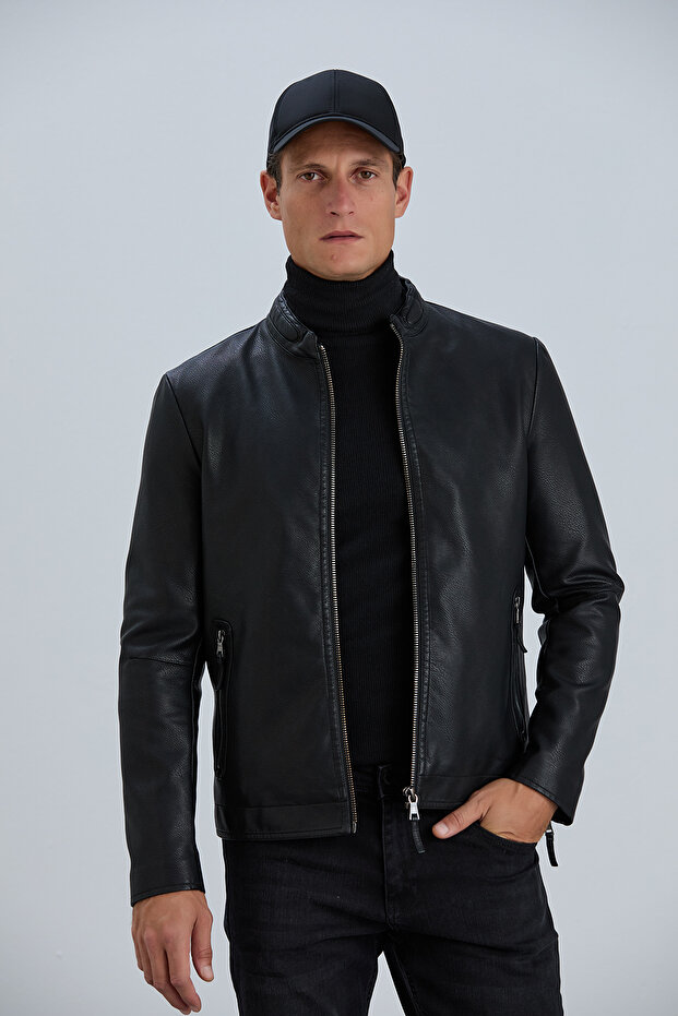 Men's Coat Faux Leather Coat Jacket