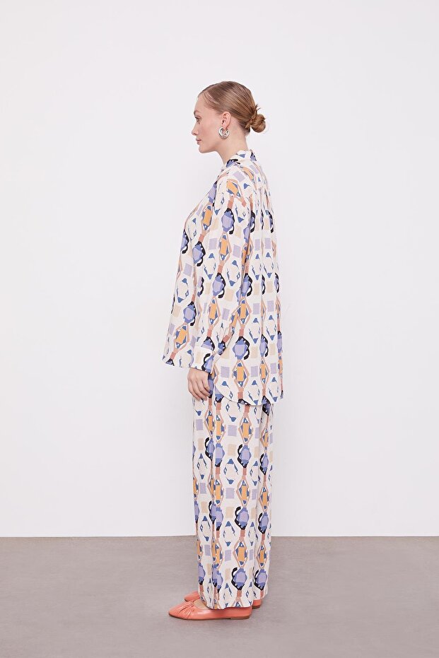 طقم تونيك بنمط هندسي من إنديجو - 3