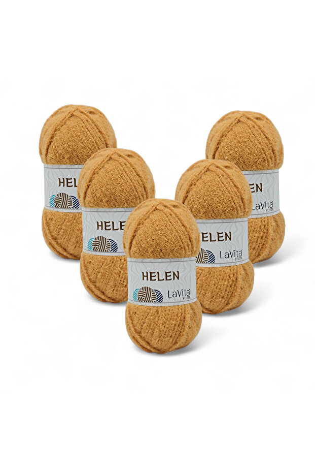Helen Hand Knitting Yarn 100% Exclusive Polyamide 500Gr 5 Pcs (9524 Mustard)