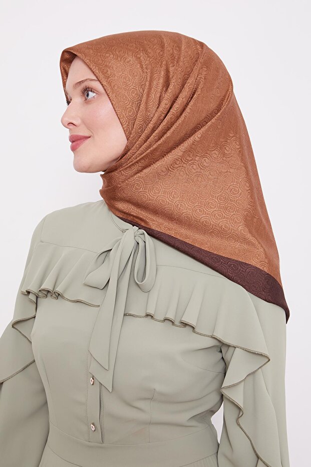 Dark Brown Ring Pattern Monogram Scarf - 1