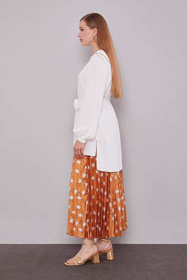 طقم تنورة منقوشة بتصميم تابا المطوي - 2