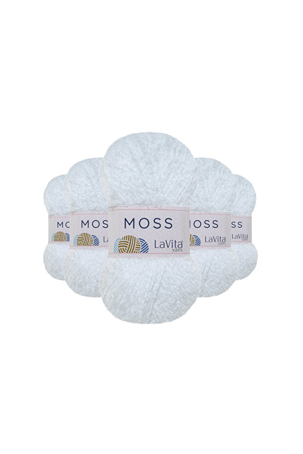 Moss Feather Hand Knitting Yarn 45% Polyamide 55% Premium Acrylic 500Gr 5 Pcs (9501 Opti̇k)