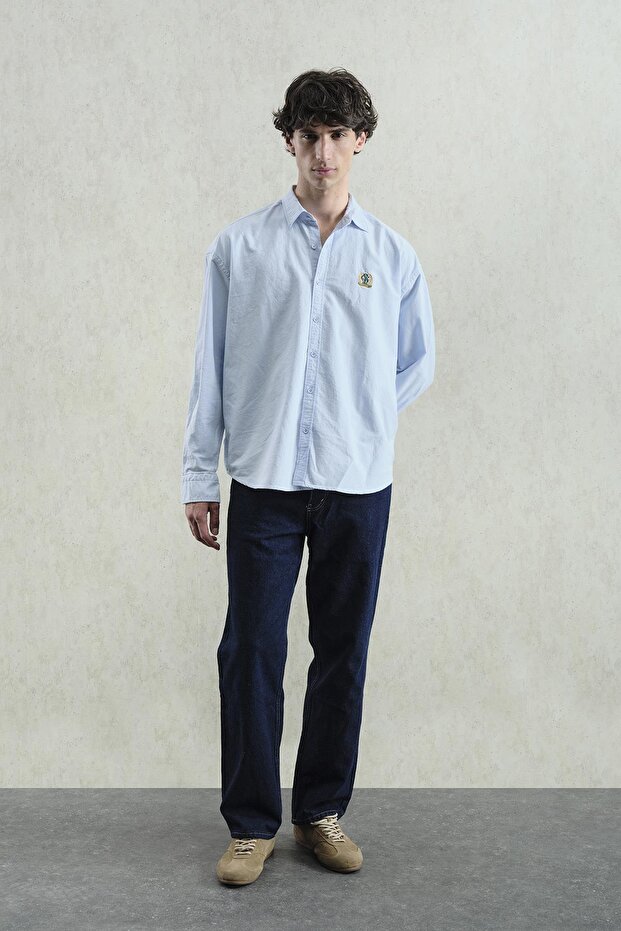 Oxford Embroidered Blue Shirt