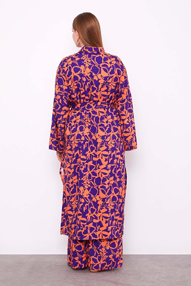 Orange Kimono Pants Set - 6