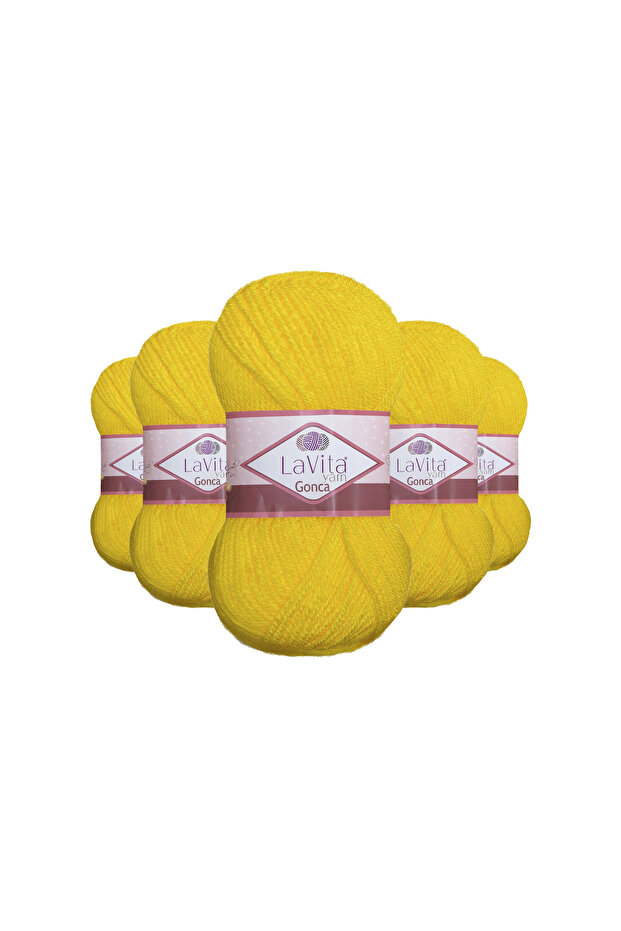 Gonca Hand Knitting Yarn 100% Acrylic 500Gr 5 Pcs (2015 Cig Yellow)