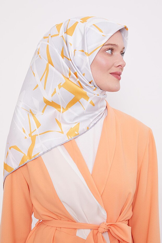 وشاح تويل بنمط الشقوق الرمادية - 1