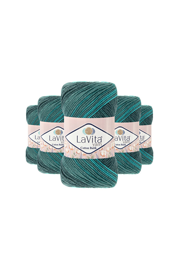 Cotton Batik Hand Knitting Yarn 60% Cotton 40% Acrylic 500Gr 5 Pcs (Cb04 Zambak)