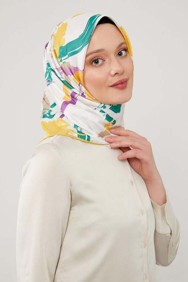 Yellow Paint Pattern Twill Scarf - 2