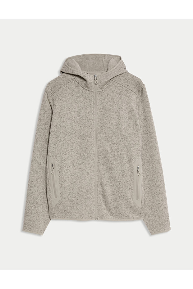 Pamuklu Kapüşonlu Hırka - 1