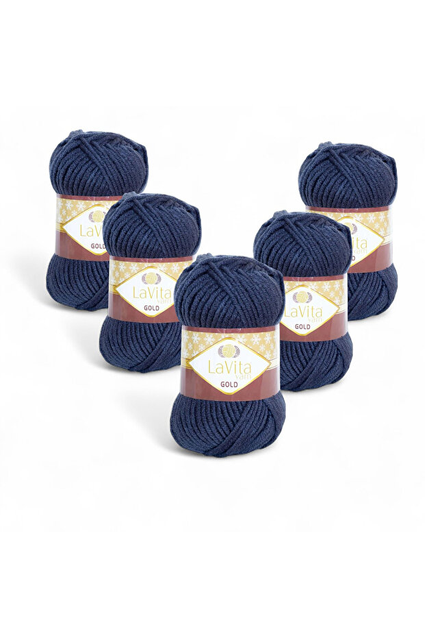 Gold Hand Knitting Yarn 100% Acrylic 500Gr 5 Pcs (9787 Indigo)