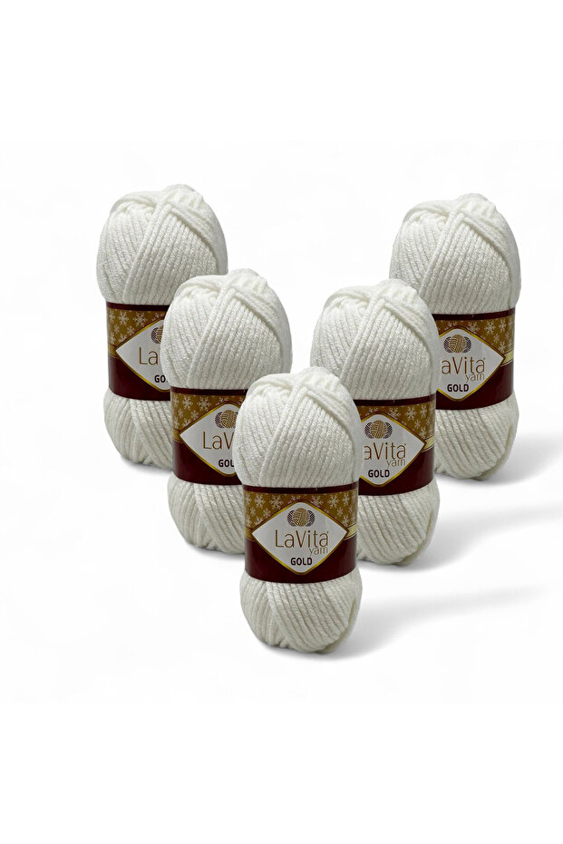 Gold Hand Knitting Yarn 100% Acrylic 500Gr 5 Pcs (9501 Opti̇k)