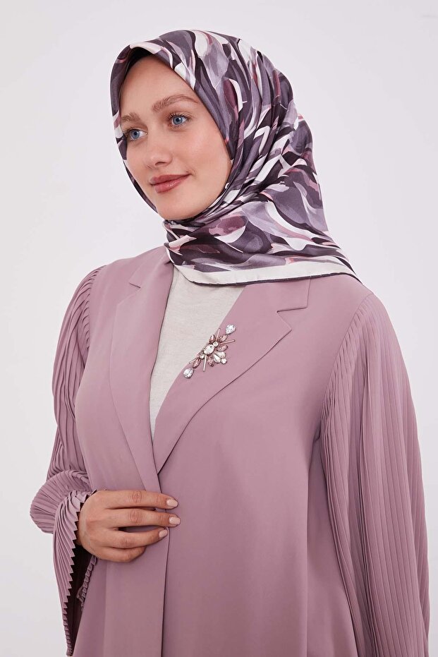 وشاح حريري منقوش بنمط إبرولي من K.Mor - 1