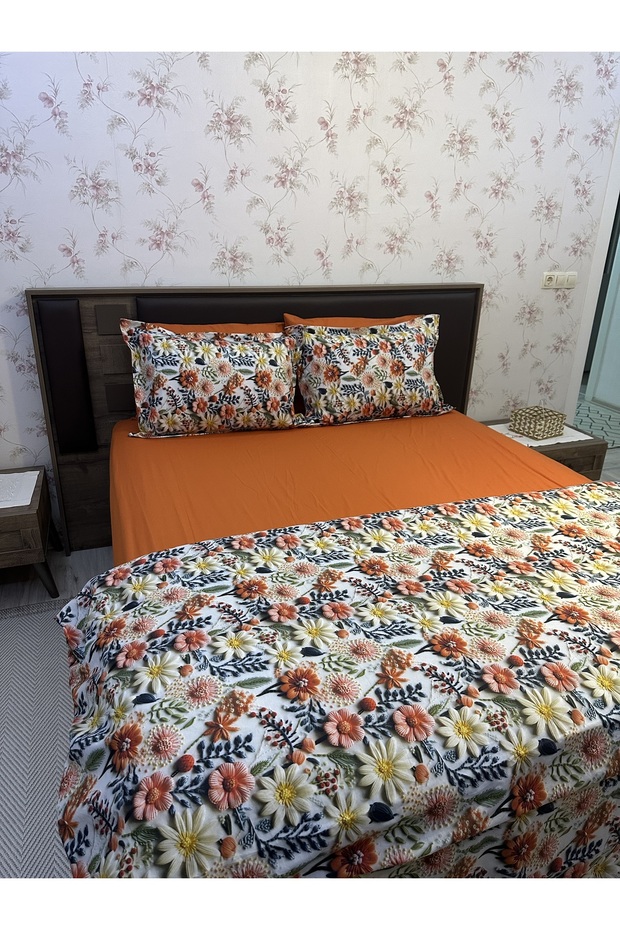 طقم أغطية سرير خماسي الأبعاد 100% قطن - 2