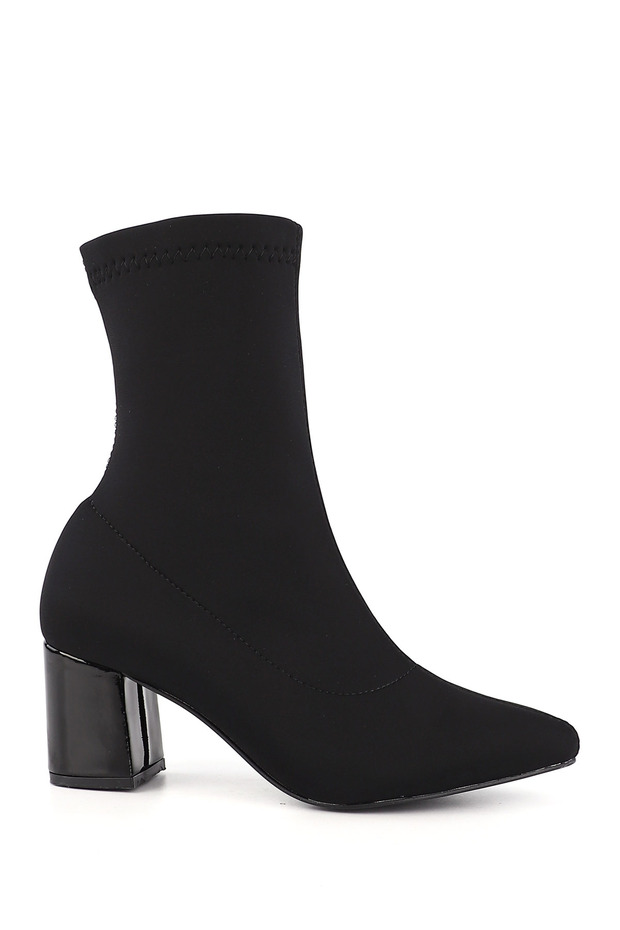 Kadın / Kız SİYAH STREÇ Sivri Burun Kalın Topuklu Streç Bot - 1