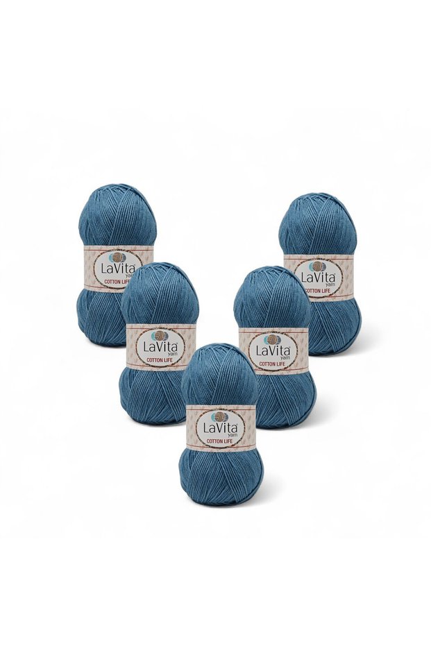 Cotton Life Hand Knitting Yarn 50% Cotton 50% Acrylic 500Gr 5 Pcs (5319 Indigo)