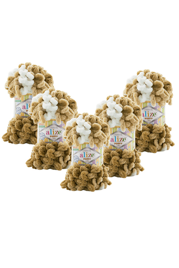 5 Adet 8054 Puffy Color El Örgü Ipi Bebek Battaniye Panduf Atkı Hırka Ipi - 1