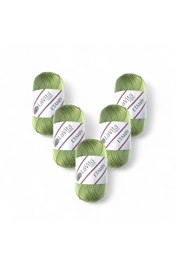 Etamine Hand Knitting Yarn 100% Acrylic 150Gr 5 Pcs (0074 Green)