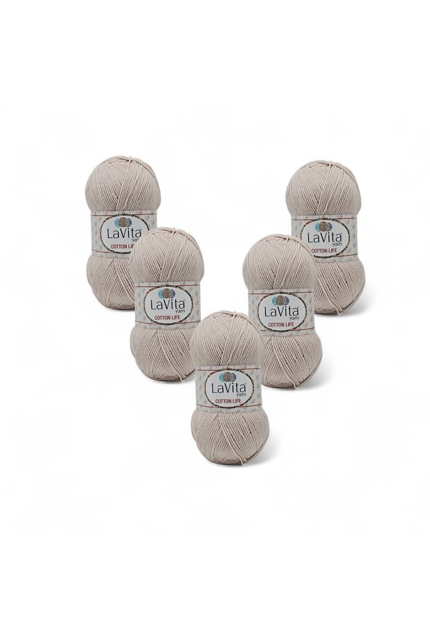 Cotton Life Hand Knitting Yarn 50% Cotton 50% Acrylic 500Gr 5 Pcs (1013 Stone)