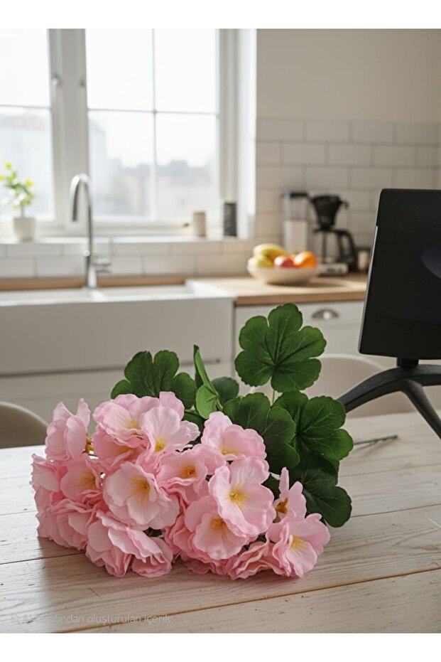 Artificial Flower Large Geranium 7 Branches Bunch 40 cm Light Pink Home Cobalt I Ornament Teachers' Day
