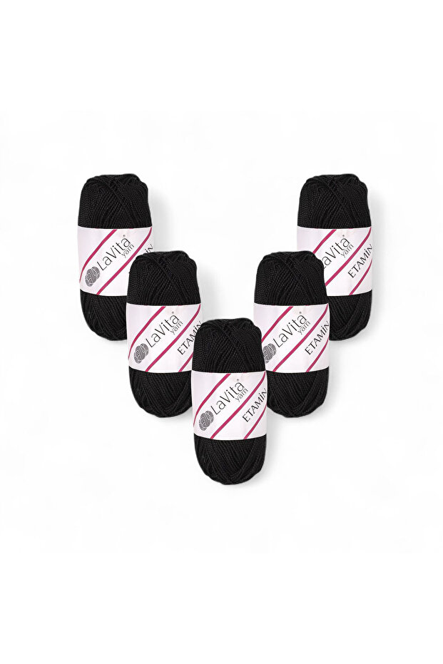 Etamine Hand Knitting Yarn 100% Acrylic 150Gr 5 Pcs (9500 Black)