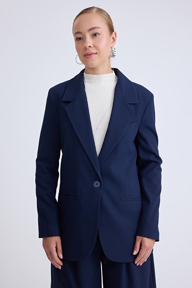 سترة بليزر أمامية بزر واحد - 1