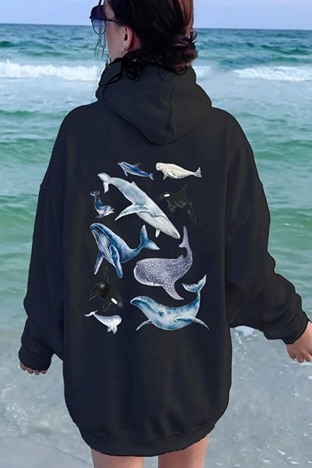 Whales Printed Oversize Sweatshirt