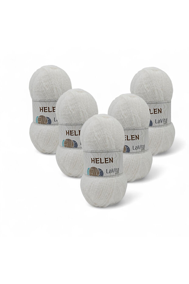 Helen Hand Knitting Yarn 100% Exclusive Polyamide 500Gr 5 Pcs (9502 Bone)