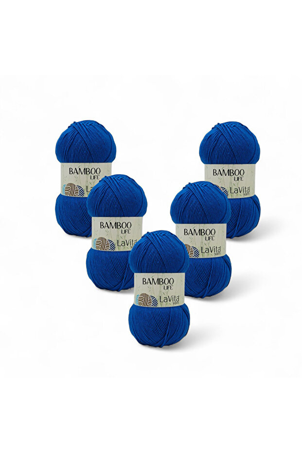 Bamboo Life Hand Knitting Yarn 50% Bamboo 50% Acrylic 500Gr 5 Pcs (5320 Cobalt Blue)