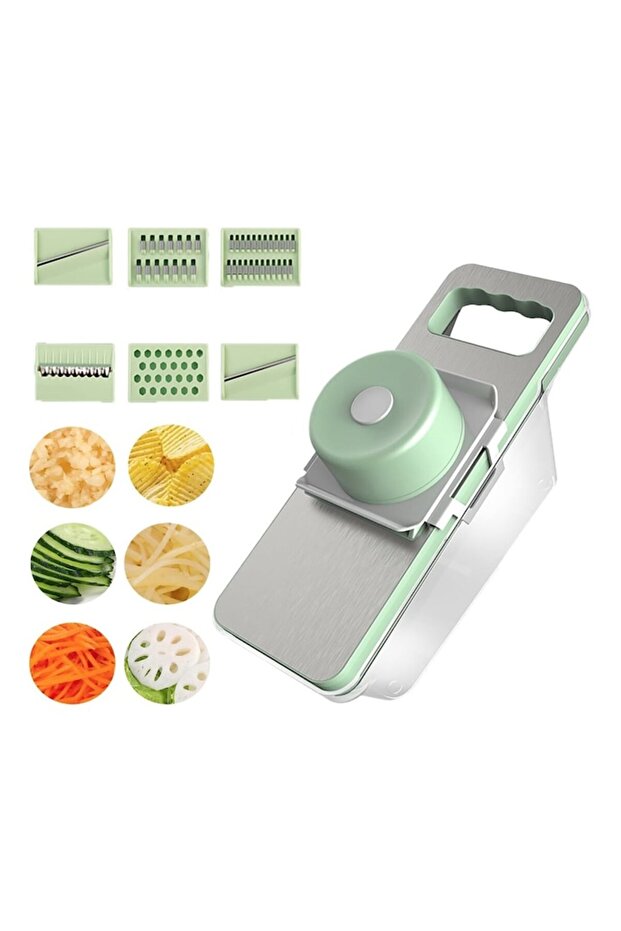 Manual Slicer Mandoline with Container, 6-in-1, Grey - 2