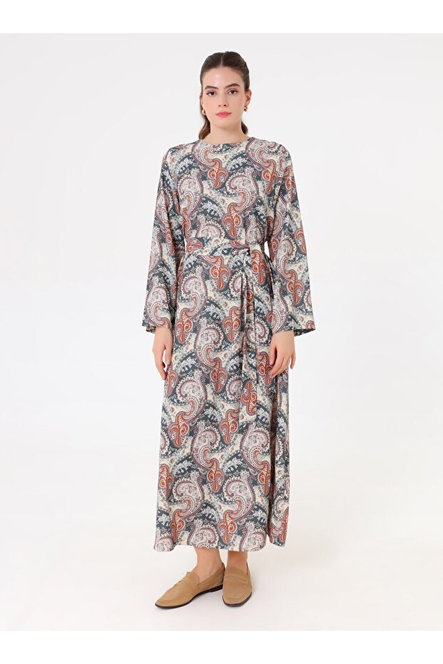 Tesettür Elbise - Yesil - - 2