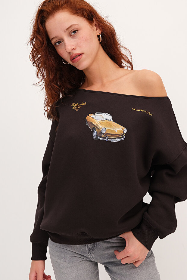 Araba Baskılı Şardonlu Sweatshirt S1837 - 1