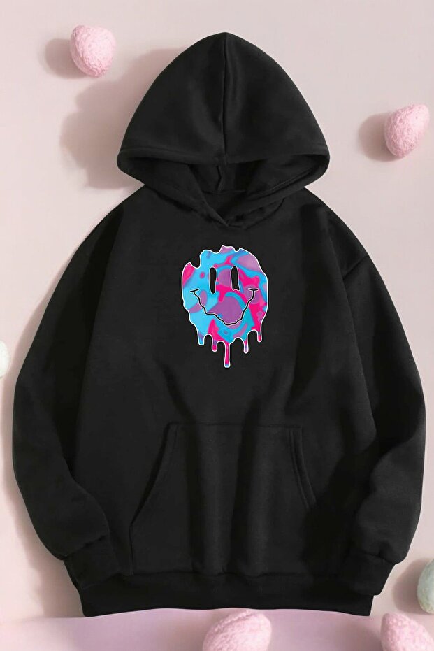 Smile Emoji Printed Oversize Sweatshirt