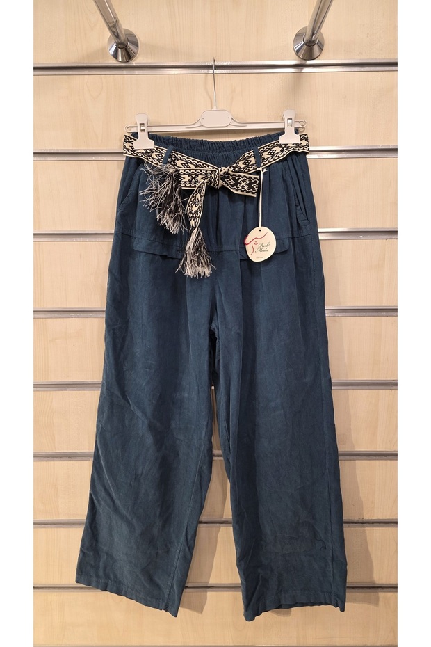 Velvet Trousers with Tassel Belt