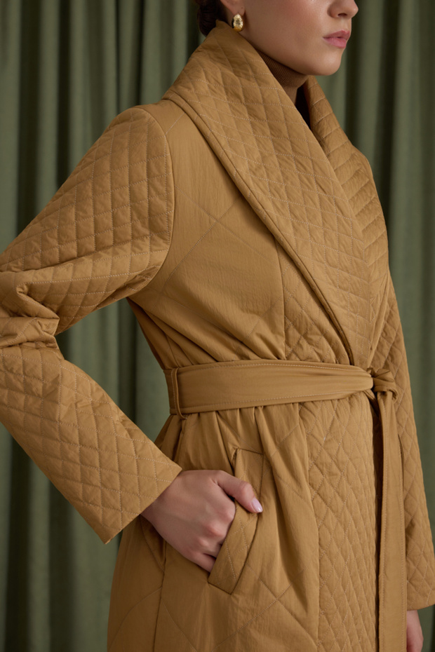 Şal Yaka Kapitone Mont - 3