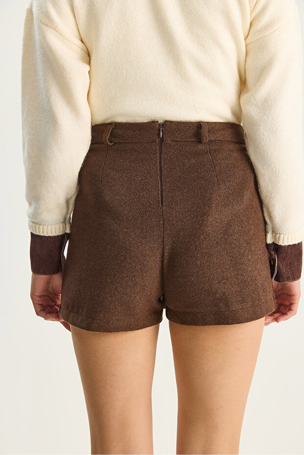 Kadın Kaşe Mini Şort Etek 60283617 - 6