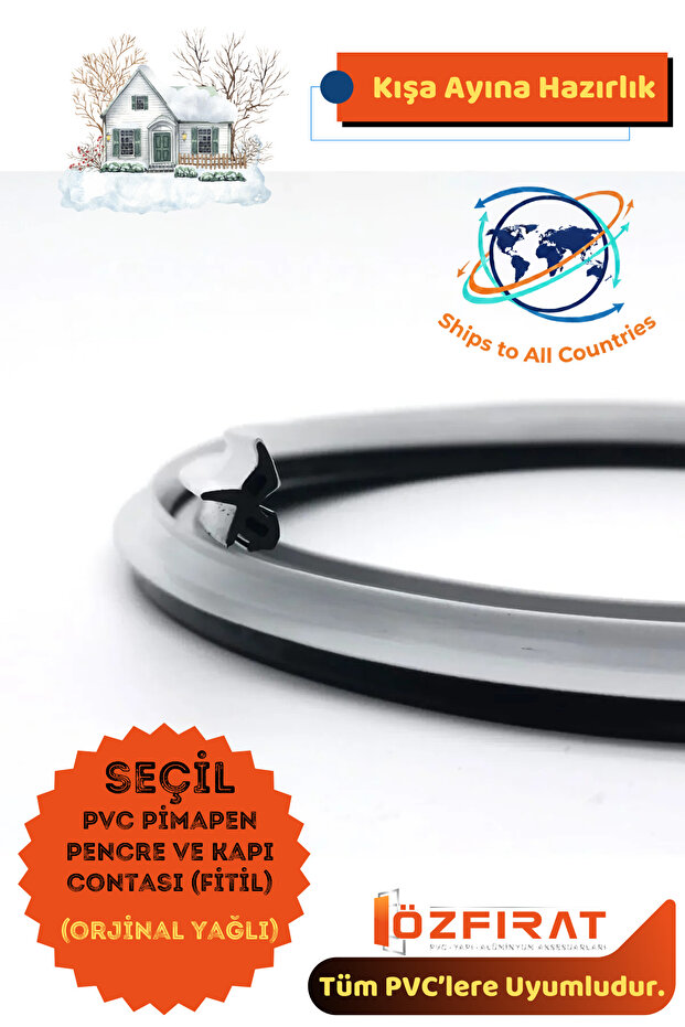 Seçil Kar-01 Pvc Door and Window Seal Strip – Rubber Oiled, Compatible with All Windows-160 Mt-1 Box - 5