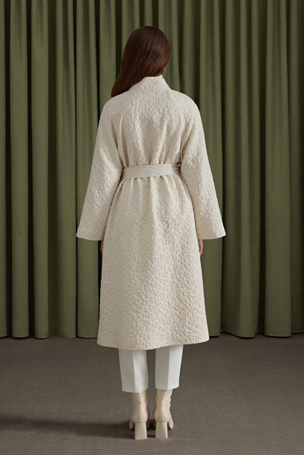 Şal Yaka Kapitone Mont - 5