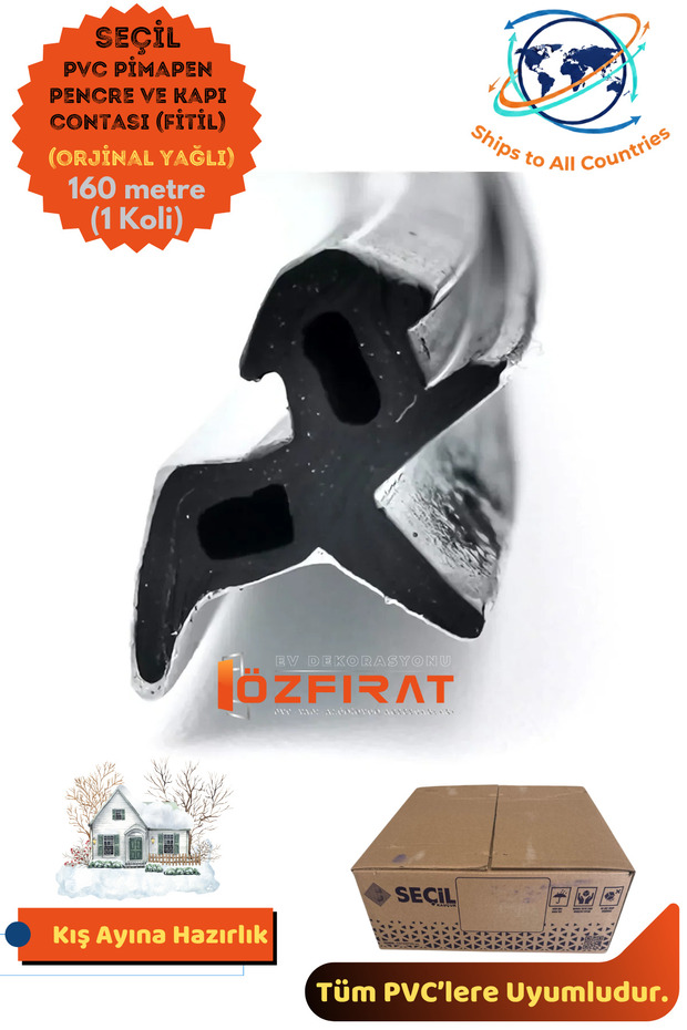 Seçil Kar-01 Pvc Door and Window Seal Strip – Rubber Oiled, Compatible with All Windows-160 Mt-1 Box - 1