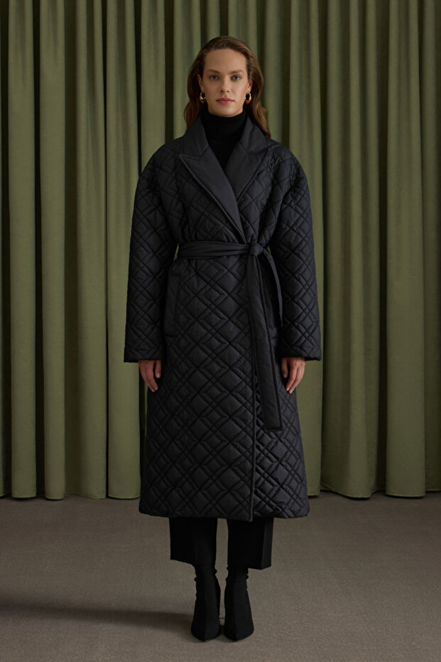 معطف مبطن بحزام متنقل - 1