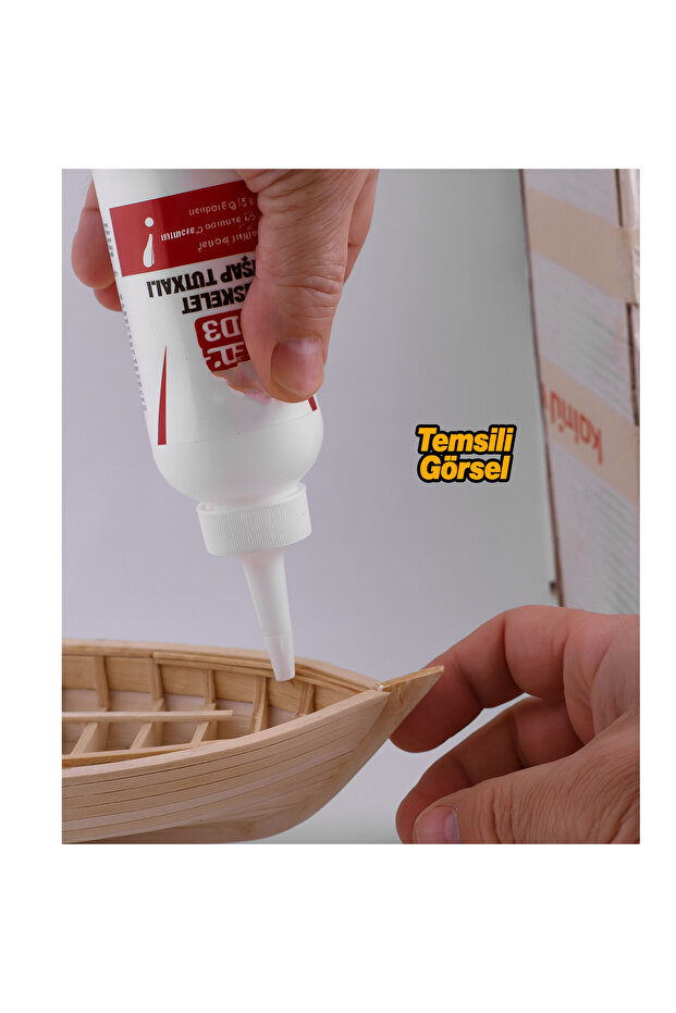 Hazır İskelet Ahşap Tutkalı 150 gram Şeffaf D3 Tahta Mdf Sunta Kumaş Kağıt DIY Uygulama Yapıştırıcı - 3