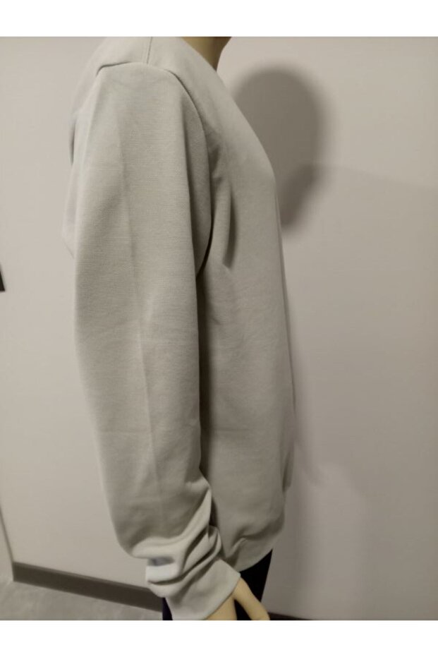 Men's Basic Round Neck Oversized Pique Sweater - 5