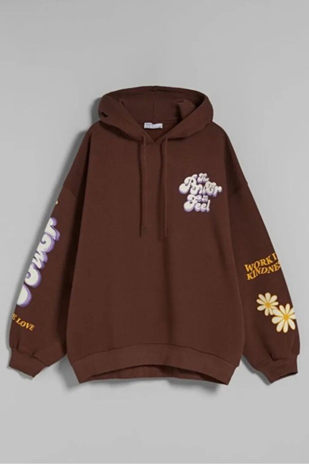 New Oversized Floral Print Hoodie Warm Street Fashion