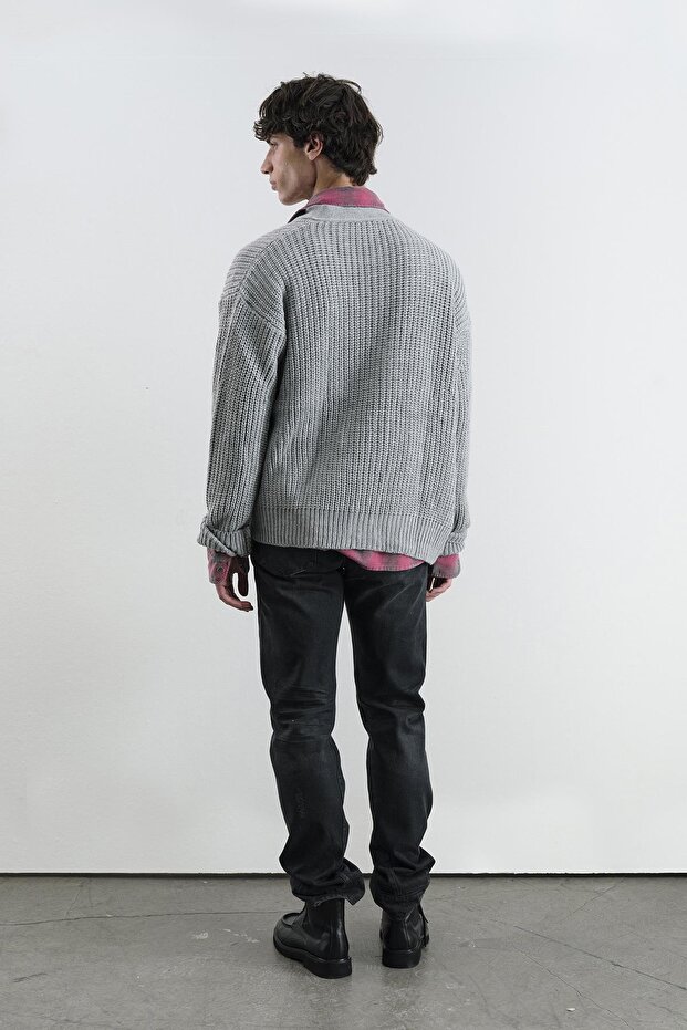 BASIC DOKULU GRİ HIRKA - 5