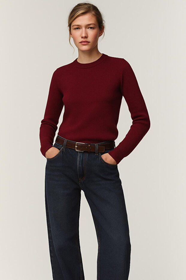 Simit Yaka İnce Fitilli BLUZ - 1