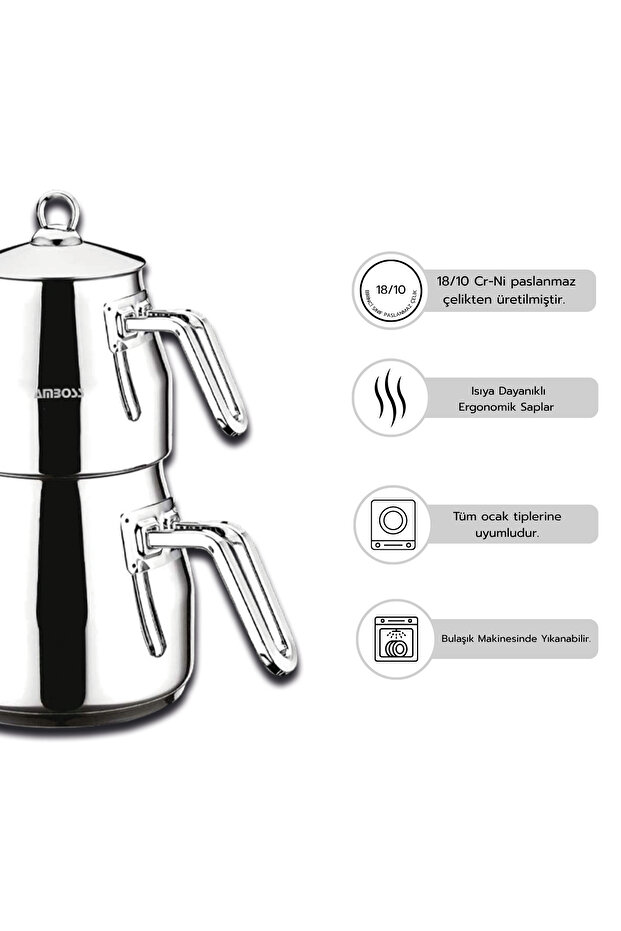 Steelmax 4 Parça Paslanmaz Çelik Çaydanlık - 3