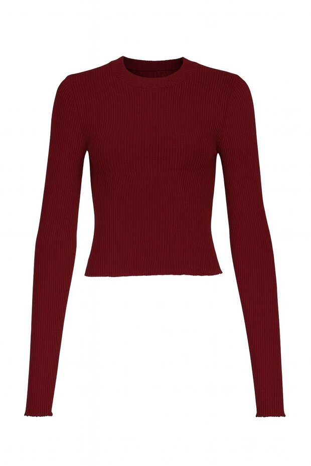 Simit Yaka İnce Fitilli BLUZ - 4