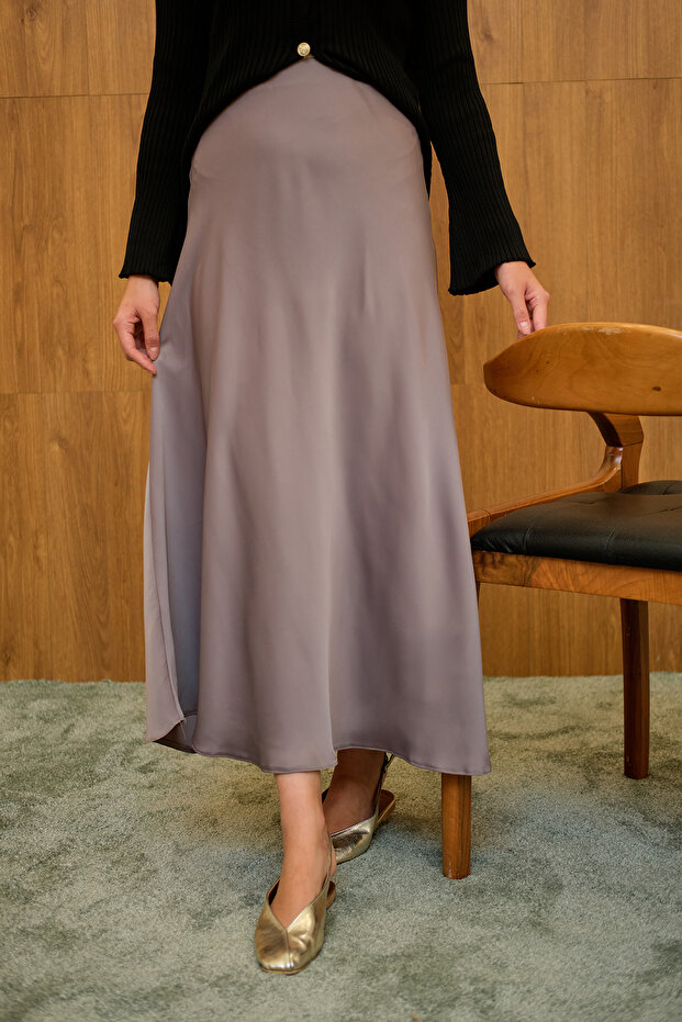 Women's Satin Maxi Skirt Stone